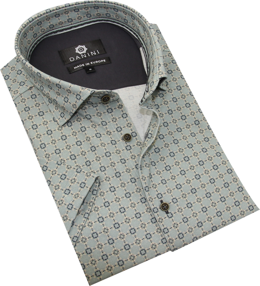Retro Tile Paint Knit Short Sleeve Shirt