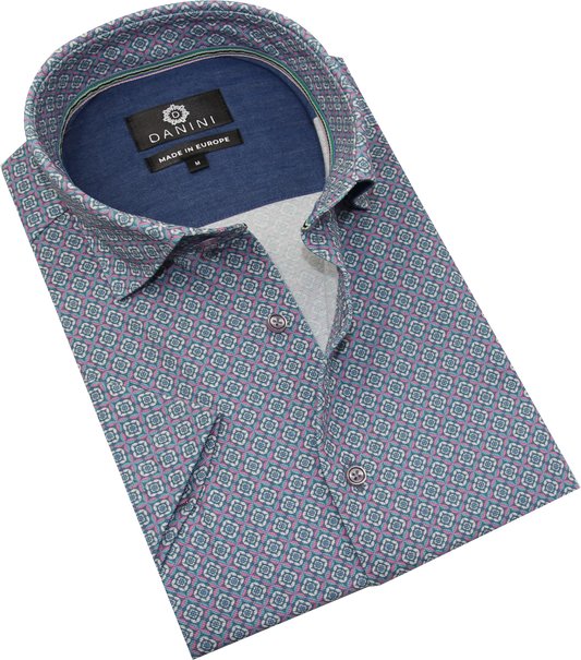 Vintage Mediterranean Knit Short Sleeve Shirt