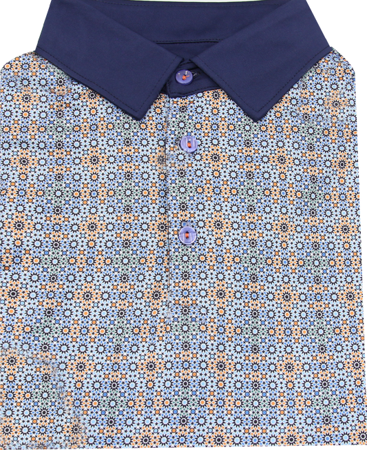 Contrast Collar Performance Golf Polo in Starburst