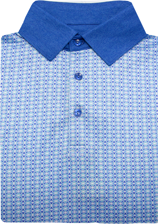Contrast Collar Performance Golf Polo in Sky Blue