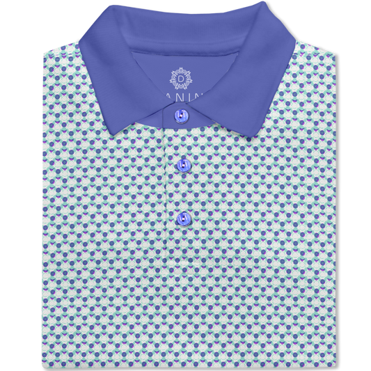 Contrast Collar Performance Golf Polo in Cyan