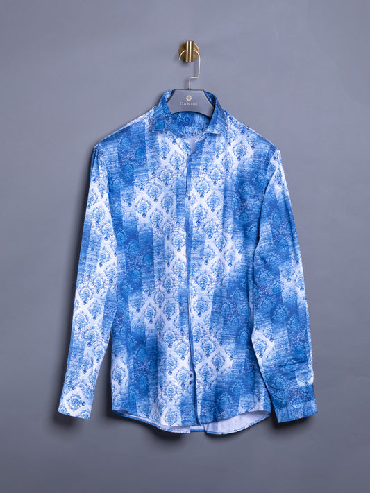 Danini Azure Baroque Print Sports Shirt