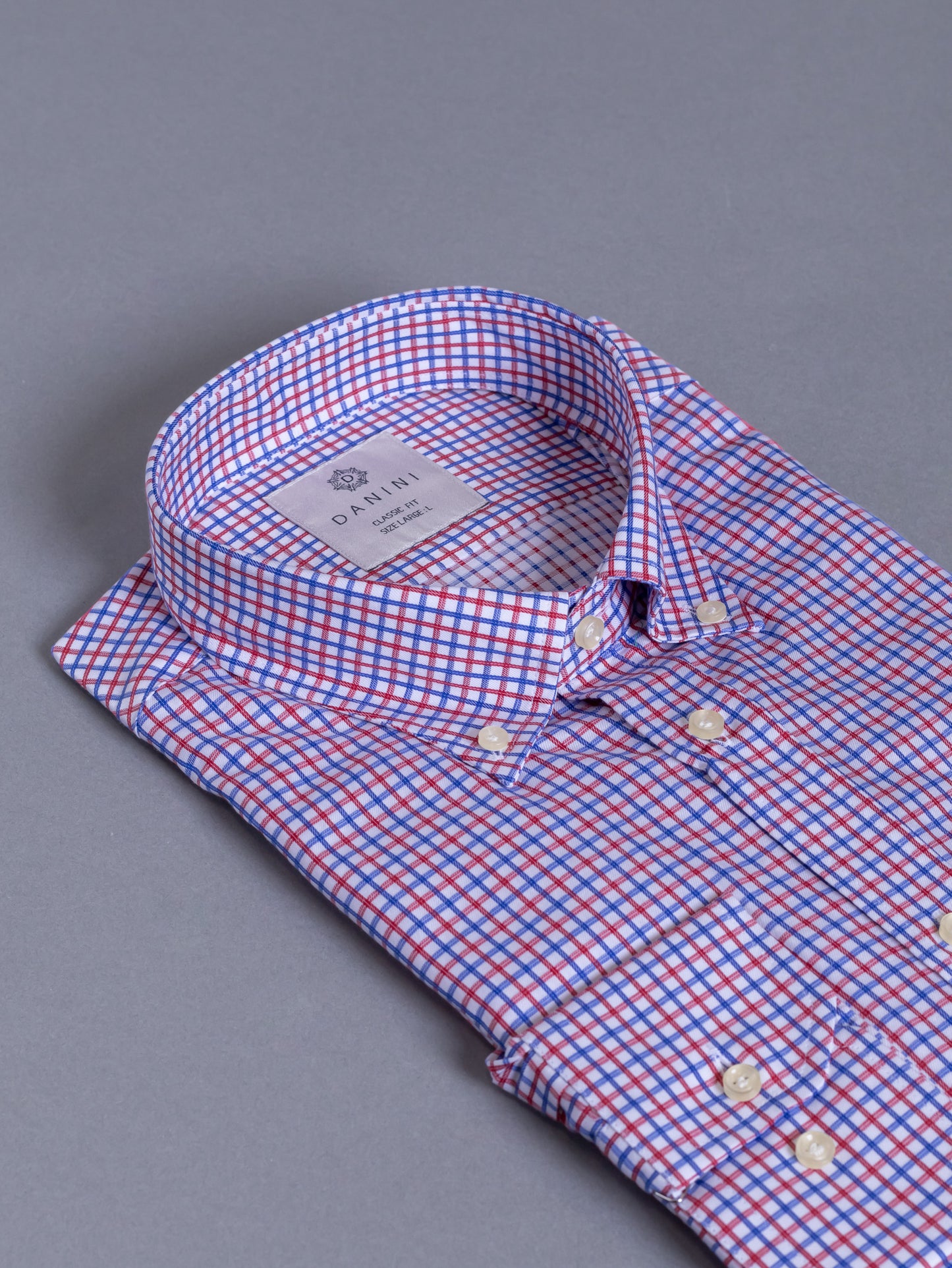 micro-check button-down shirt