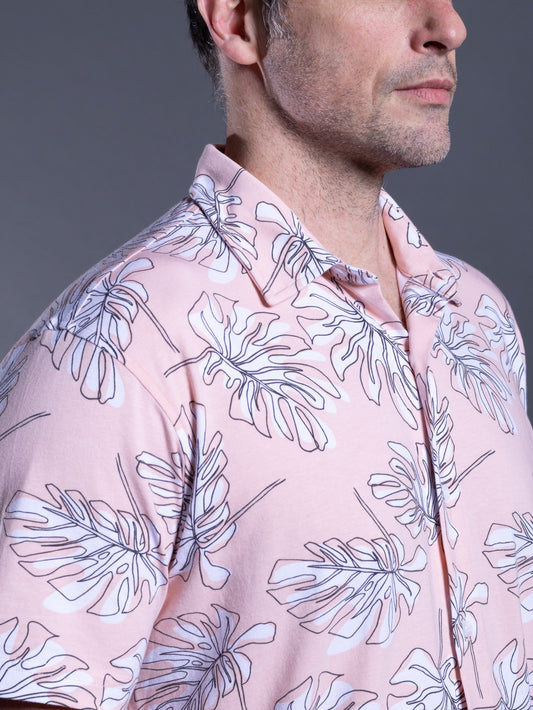 Tropical Monstera Print Short-Sleeve Shirt
