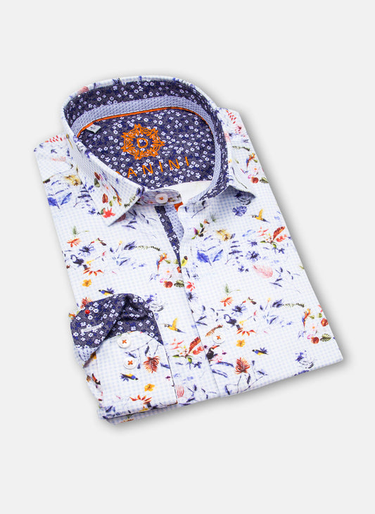 Sky Blue Botanical DANINI Signature Woven Shirt