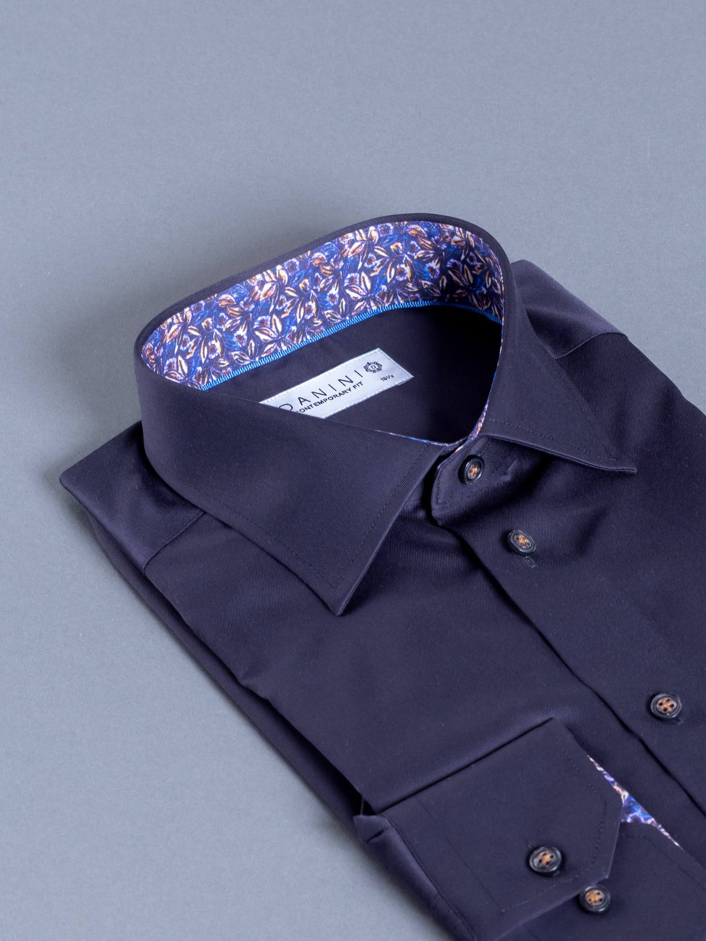 danini solid luxury dress shirt with trim detail