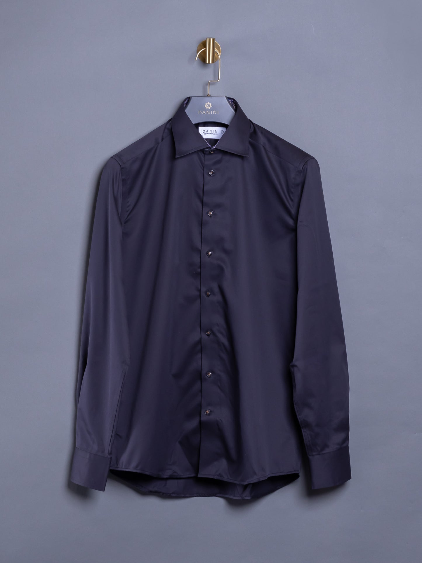 danini solid luxury dress shirt with trim detail
