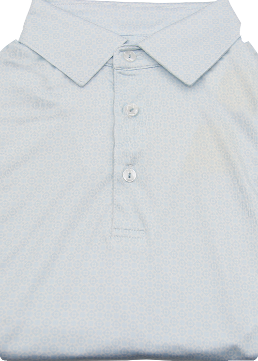 Blue Mosaic Long-sleeve Performance Golf Polo