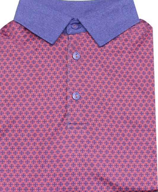 Contrast Collar Performance Golf Polo in Magenta