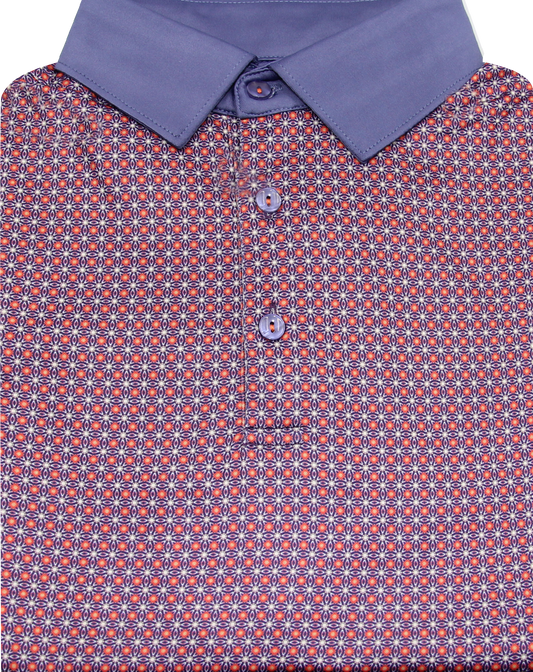 Contrast Collar Performance Golf Polo in Raspberry
