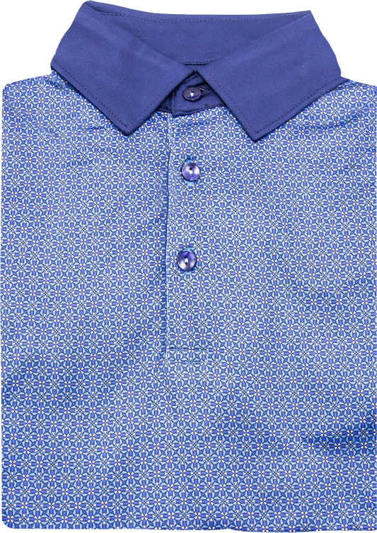 Contrast Collar Performance Golf Polo in Cobalt