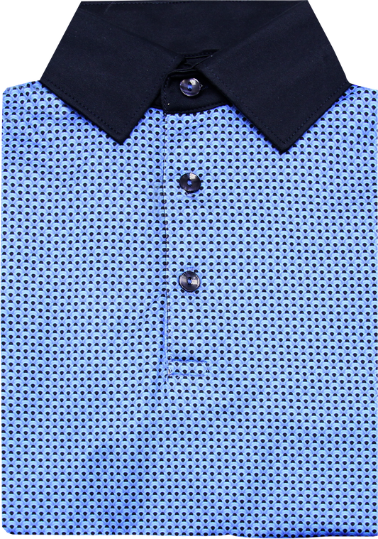 Contrast Collar Performance Golf Polo in Sapphire