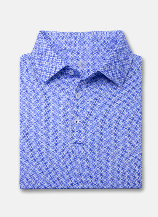 Sky Mosaic Print Performance Golf Polo