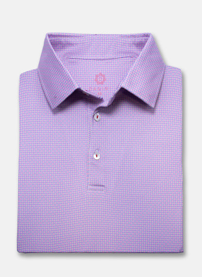 Magenta Mosaic Long-sleeve Performance Golf Polo