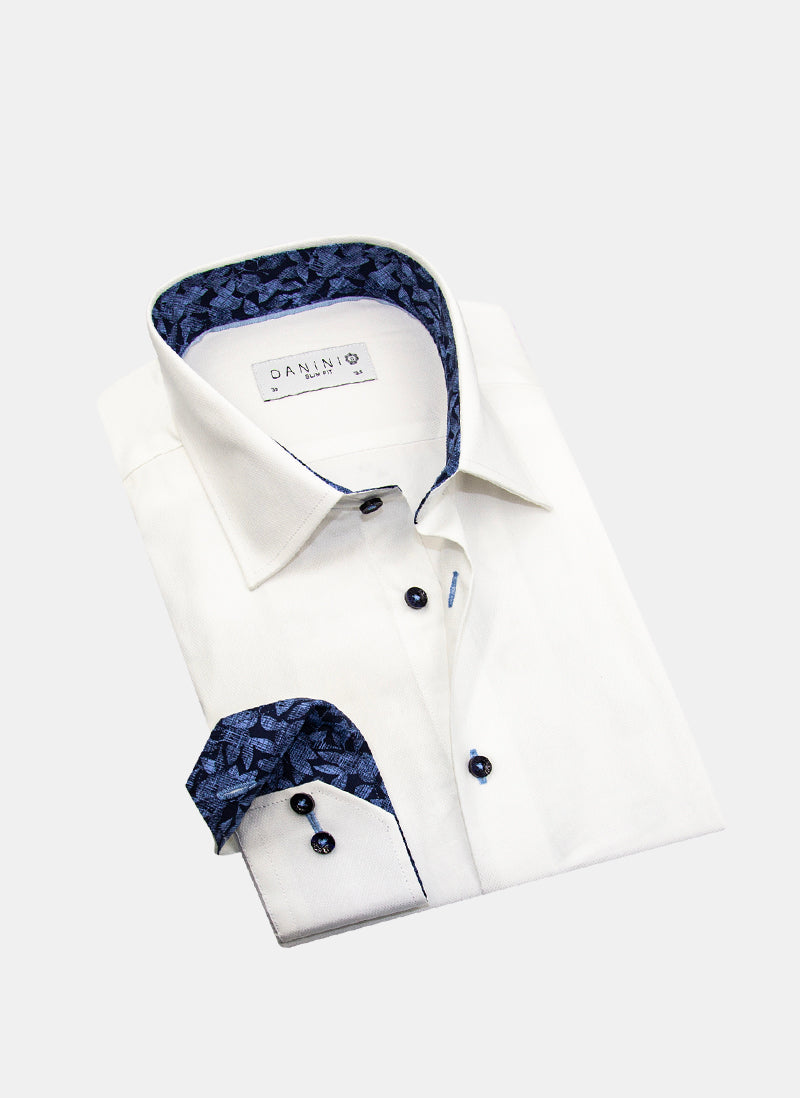 danini dress shirts Danini Solid Luxury Dress Shirt with Trim Detail