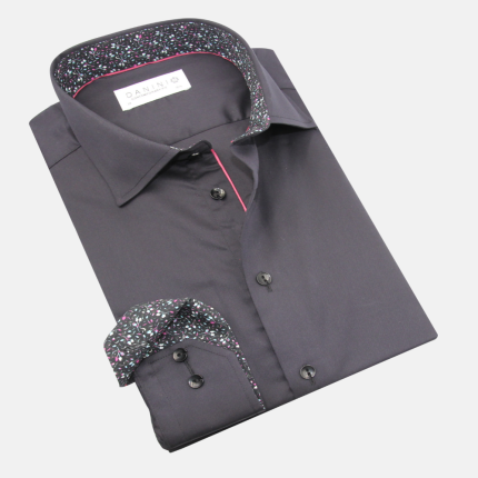 Elegant Floral Noir Twill Dress Shirt | Danini