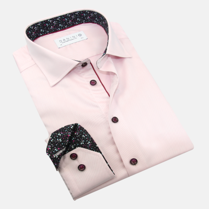 Light Pink Twill Shirt with Subtle Floral Design