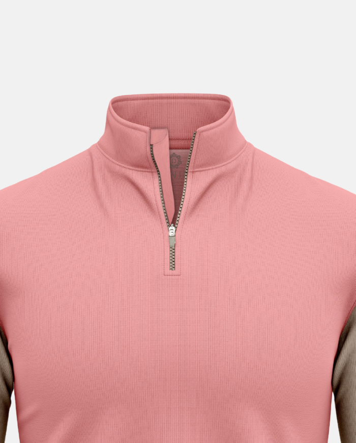 Athletic Rose & Ash Contrast Crew Quarter-zip Performance Pullover | Danini