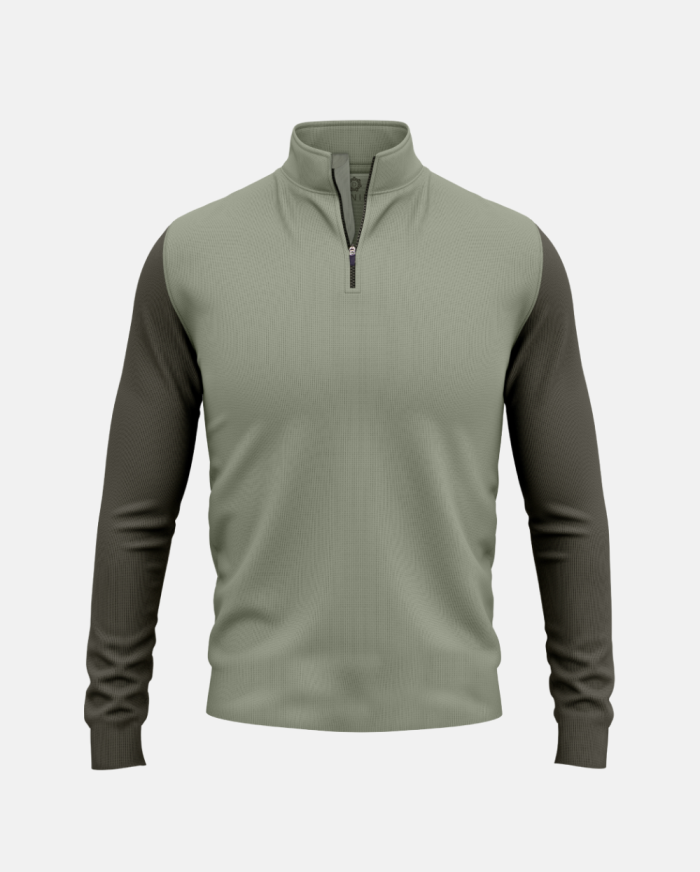 Victory Green & Evergreen Quarter-zip Performance Pullover | Danini Men's Clothing