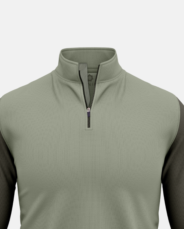 Victory Green & Evergreen Quarter-zip Performance Pullover | Danini