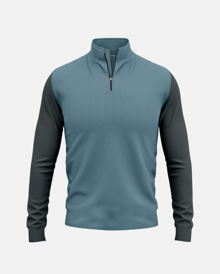 Power Play Aqua & Ocean Quarter-zip Performance Pullover