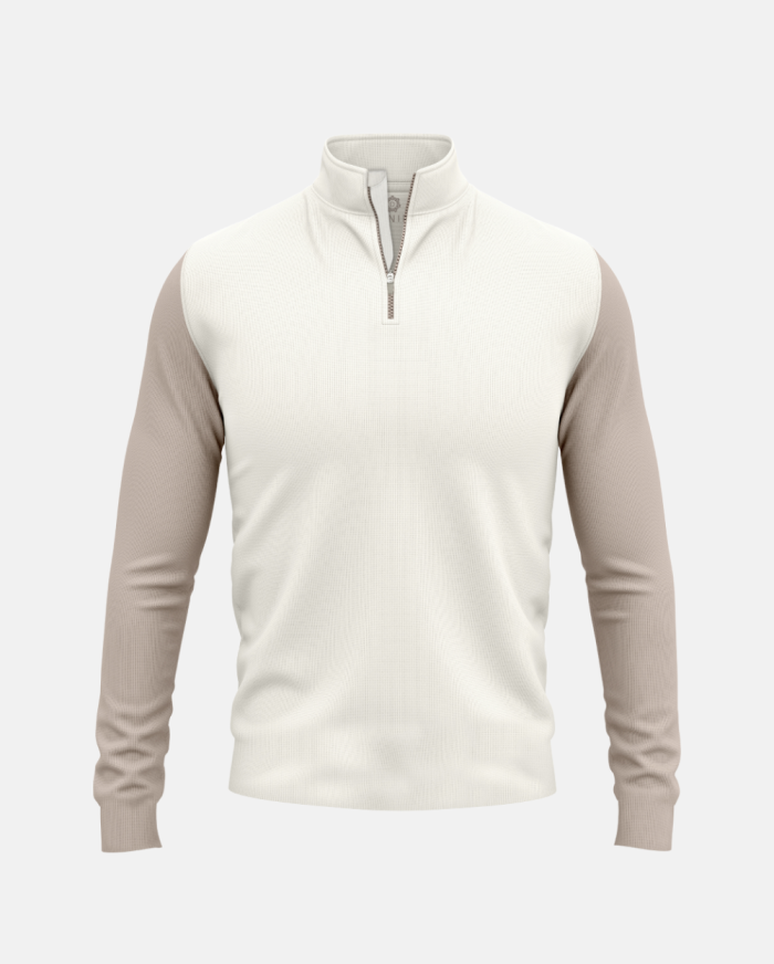 Champion’s Edge White & Ash Crew Quarter-zip Performance Pullover