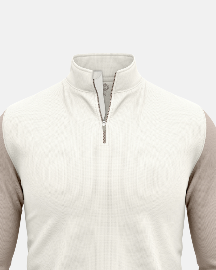 Champion’s Edge White & Ash Crew Quarter-zip Performance Pullover | Danini