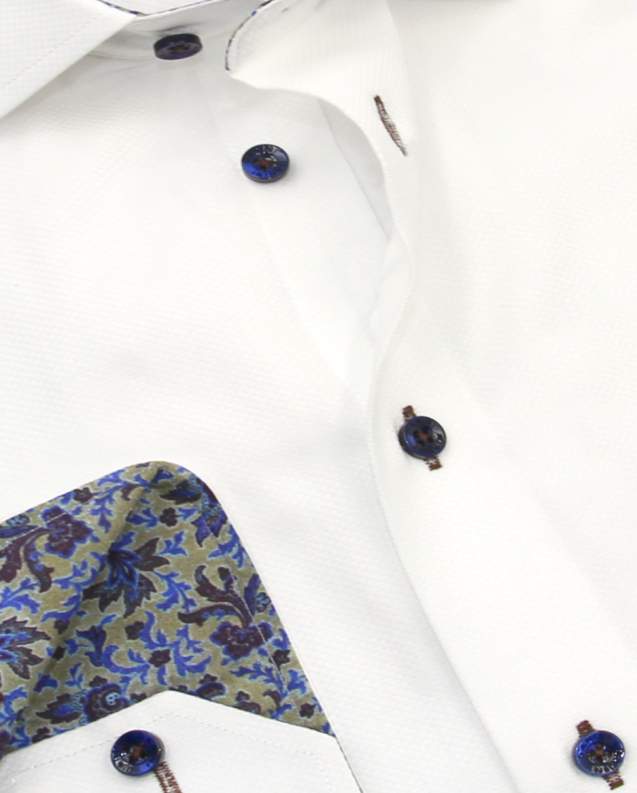 White Dress Shirt with Maple Weave Trim | Danini