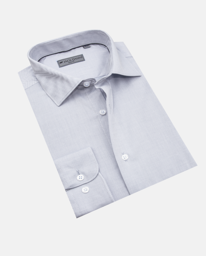 Men's Solid Light Grey Stretch Collar Dress Shirt